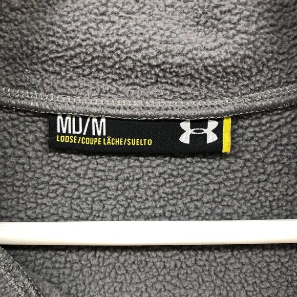 Under Armour Fleece Pullover Womens M 1/2 Zip Gray Loose Mock Neck Sweatshirt - Picture 8 of 12